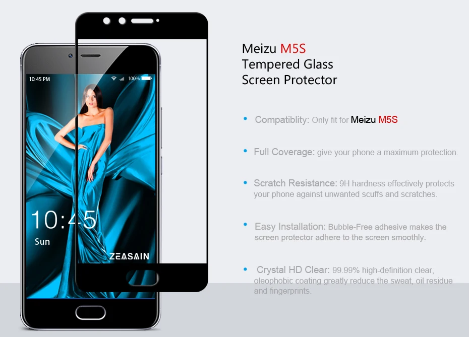 Original ZEASAIN Full Cover Tempered Glass for Meizu M5S M5 S Meilan 5S Screen Protector Anti Scratch Protective Glass Film 2.5D (5)