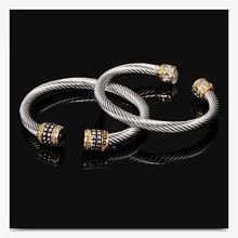 BOAKO Stainless Steel Bracelet Multi Twisted Cable Wire Bangle Fashion Cuff Bracelets Bangles for Women Jewelry pulseras hombre new arrival spring wire line colorful titanium steel bracelet stretch stainless steel cable bangles for women
