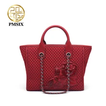 PMSIX Новая модная вместительная сумка на плечо для женщин, дизайнерская Высококачественная холщовая красная женская сумка