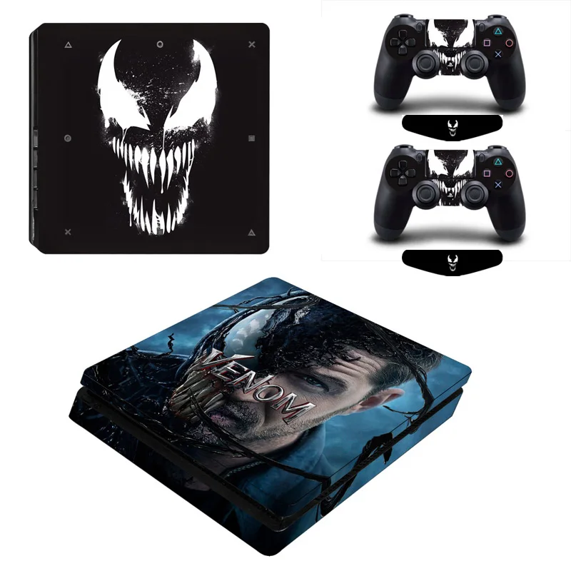 ARRKEO Venom виниловая Защитная крышка PS4 тонкая кожа наклейки для sony playstation 4 Slim консоль 2 контроллера Рождественский подарок - Цвет: Темно-синий