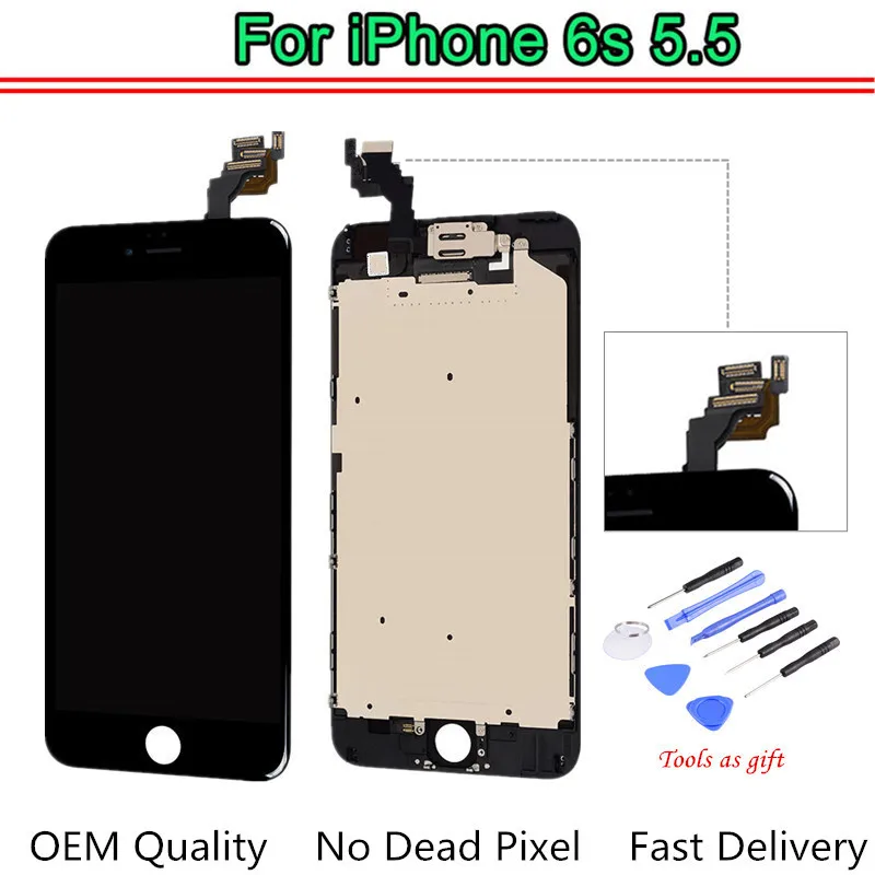 

OEM Quality For iPhone 6s plus LCD Full Assembly Touch Screen Display replacement + Front Camera+speaker+open Tools kit