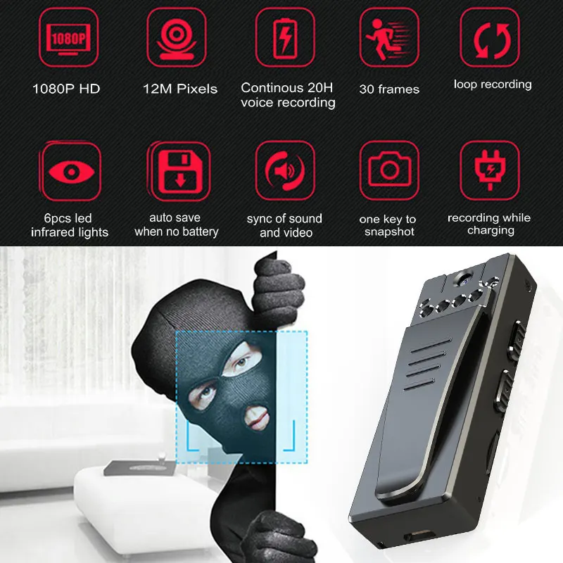 

Night Vision HD Camcorder Portable Baby Monitor Digital Audio Recorder Camcorder 1080P Mini Camera