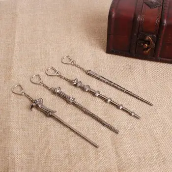

300pcs Dumbledore's Wand Keychain Movie Magic Wand alloy key chains Jewelry Fashion Creative Keychain Harry zinc alloy gifts
