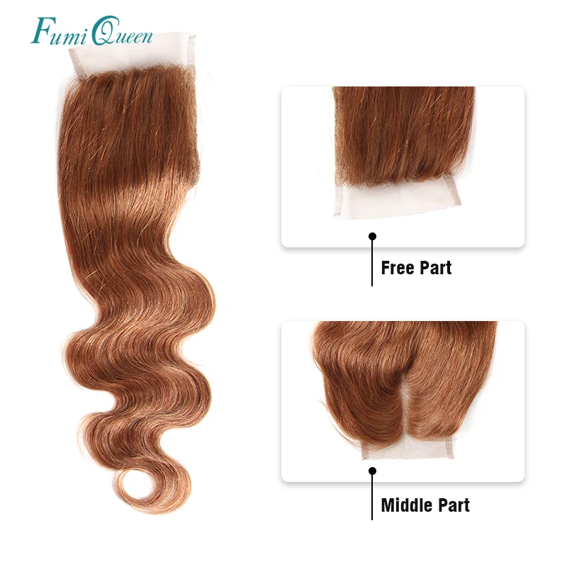 Али Фуми queen hair средняя часть закрытие бразильский объемная волна 33 # волос