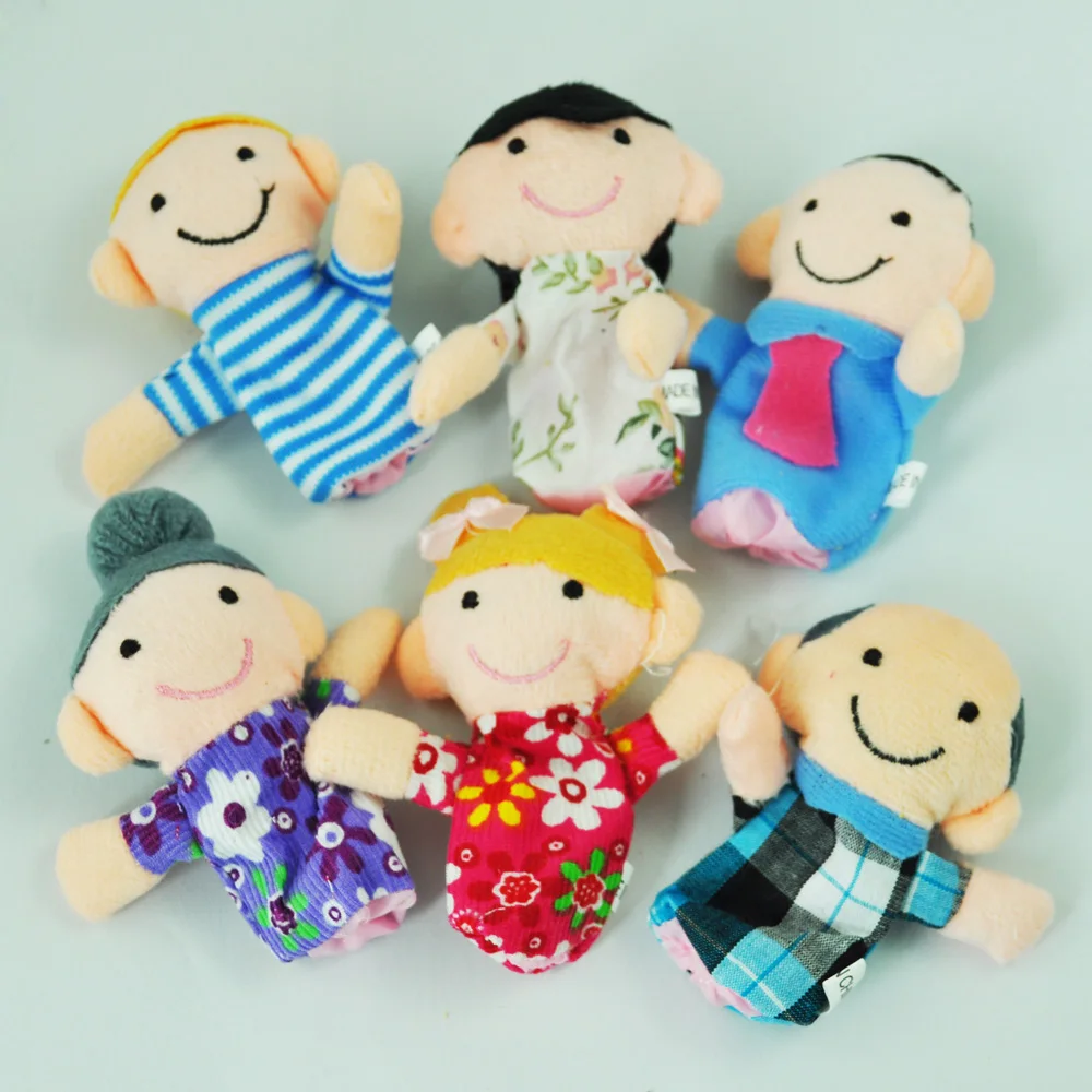 SODIAL (R) Симпатичные 6 шт. куклы семья пальчиков-люди включают в себя маму, папу, дедушку, бабушку, брата, сестра Бесплатная кабельная стяжка