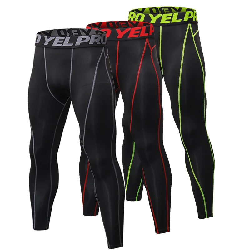 

2019 High Quality Lines GYM Compression Pants Bodybuilding Fitness Tights Trousers Sweatpant Men Sports Jogging Running Leggings