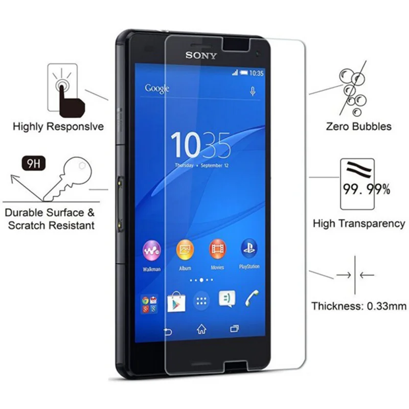 

Redtree Screen Protector HD Tempered Glass for Sony Xperia Z1 Z2 Z3 Z4 Z5 Compact M2 M4 M5 Aqua C3 C4 Toughed Film Premium
