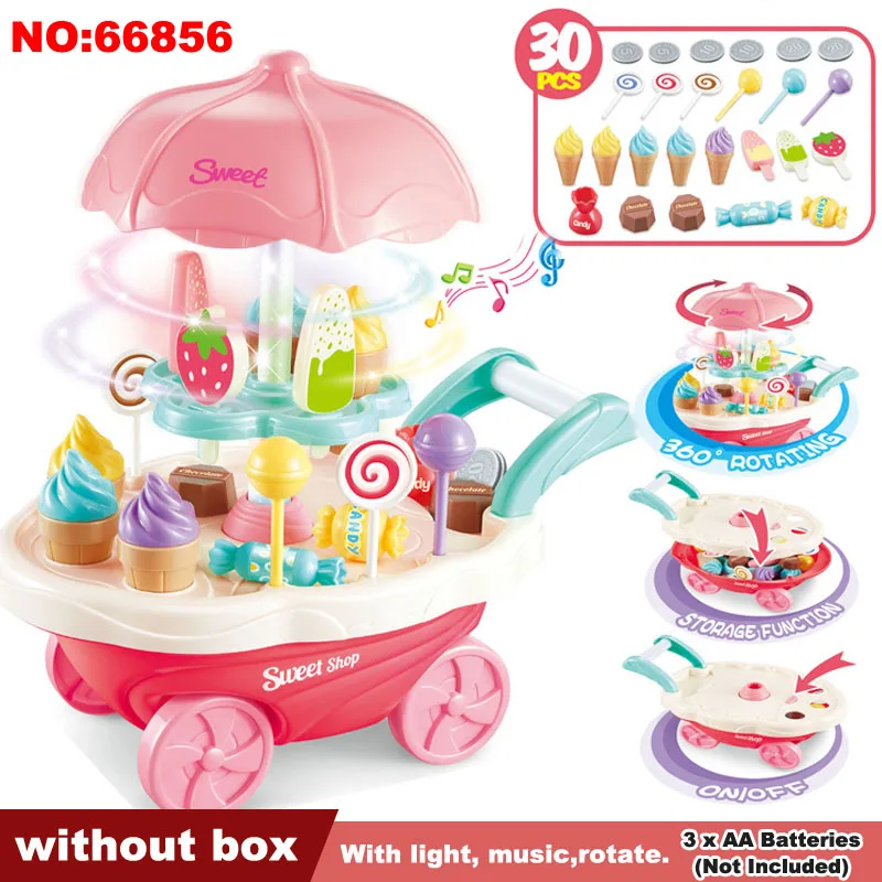 QWZ ролевые игры кухонные игрушки режущий торт ко дню рождения еда для детей мороженое конфеты автомобиль с светильник музыка игрушка для девочек Подарки - Цвет: 66856 without box