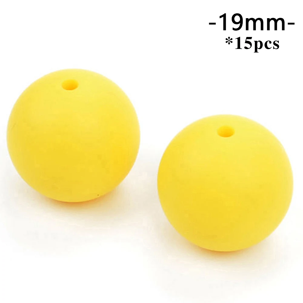 LOFCA силиконовые бусины 19 мм Жемчуг 15 шт. Прорезыватель детский мяч Прорезыватель ожерелье уход за полостью рта мама ребенок игрушка держатель - Цвет: yellow