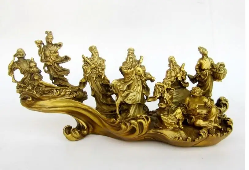 Китайский дракон из латуни Loong Gourd Basket Fan Eight Immortal 8 God Statue | Дом и сад