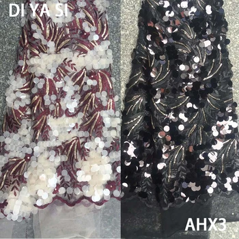 

lace applique sequin fabric 3d lace fabric african lace fabric 2018 high quality lace 5Y AHX3