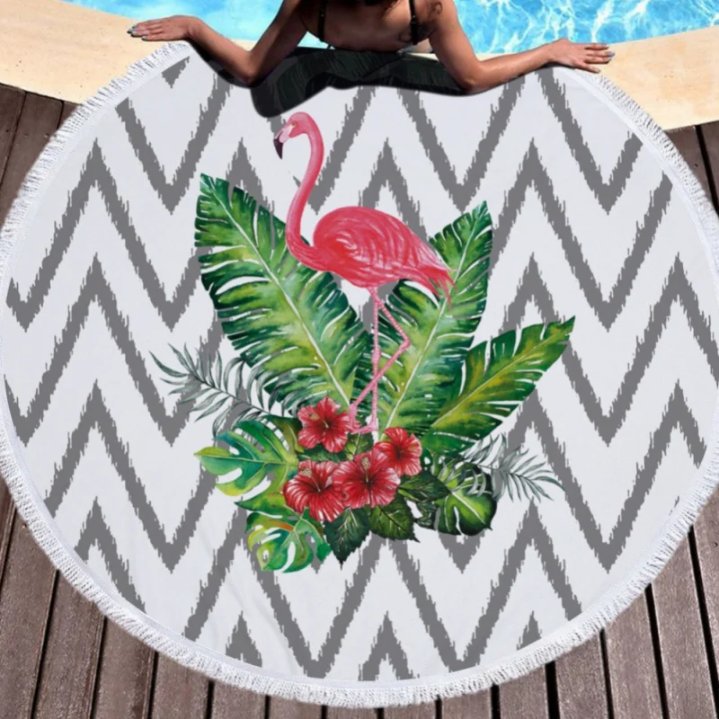 Рисунок Фламинго Круглый микрофибры пляжное полотенце с кисточками настенный гобелен Циновка для йоги/пляжные подушки 2019New