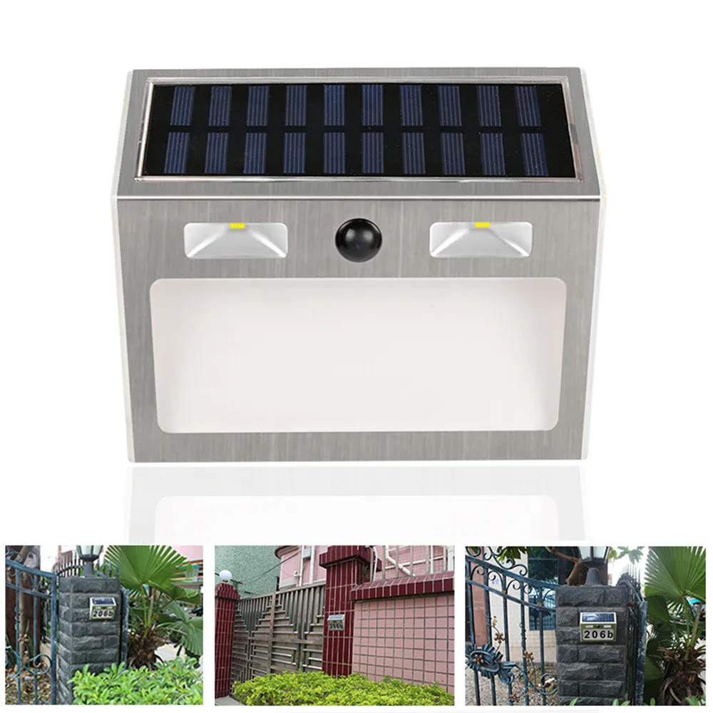 ISHOWTIENDA CLED Solar Power Motion Sensor Wall Light Outdoor Waterproof Garden Security Lamp
