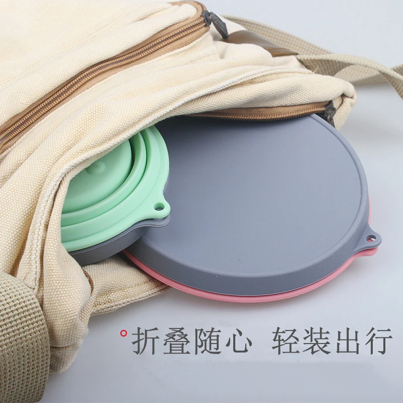 Collapsible Silicone Bowl Lid 500ML Camping Picnic Food Storage Containers 500ML folding silicone bowl