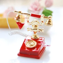 Прекрасный красный телефон телефон 1/12 кукольный домик