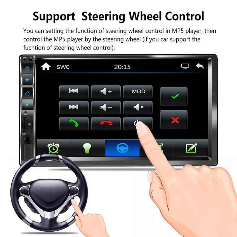 2DIN Авто MP5 плеер MP5 радио Bluetooth/FM/USB/AUX/TF 7 дюймов Mirrorlink автомобильный MP5 плеер