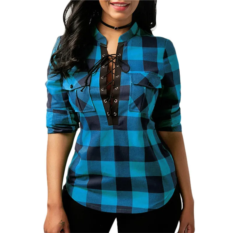 

5XL Plus Size 2018 Autumn New WOmen Long Sleeve Plaid Slim Blouse Shirts Causal Sexy Tops Shirts Office Shirt Blusas