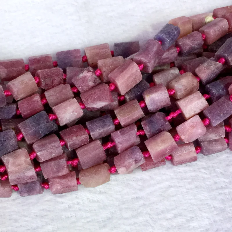 

Natural Genuine Raw Mineral Pink Purple Red Ruby Hand Cut Nugget Free Form Loose Rough Matte Faceted Beads 6-8mm 15" 05390