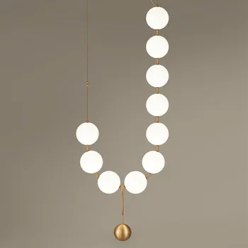 

Modern LED Glass Lampshade Light Nordic Design Dining Room Kitchen Fixtures Necklace Style Hanging Lamps