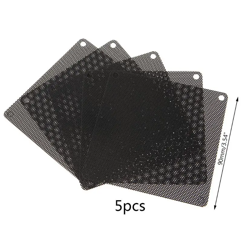 5 шт. ПВХ вентилятор пылезащитный фильтр PC пылезащитный чехол для компьютера 90 мм сетка черный