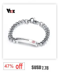 Vnox Elastic Chain Free Engraving Medical Alert ID Bracelet for Women Men Stainless Steel Emergency Personalize Unisex Jewelry