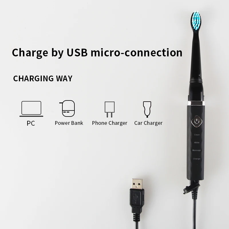 Seago электрическая зубная щетка звуковая Водонепроницаемая Портативная USB