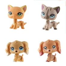 

Real pet shop lps toys collections standing short hair cat White Tabby Black dachshund dog collie great dane