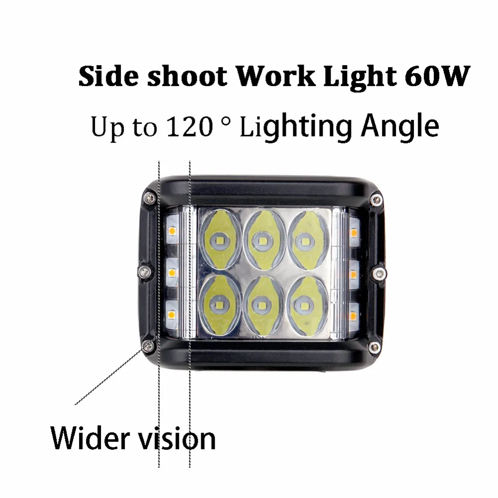 1 шт. ECAHAYAKU Dually 4 дюйма 60 Вт куб боковой стрелок светодиодный рабочий светильник стробоскоп вождение для внедорожника грузовик трактор внедорожник ATV 4WD лодка 4x4