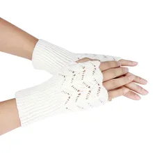 Вязаные перчатки без пальцев в форме сердца, вязаные перчатки для девушек, женские теплые зимние персиковые вязаные перчатки с сердечками#8