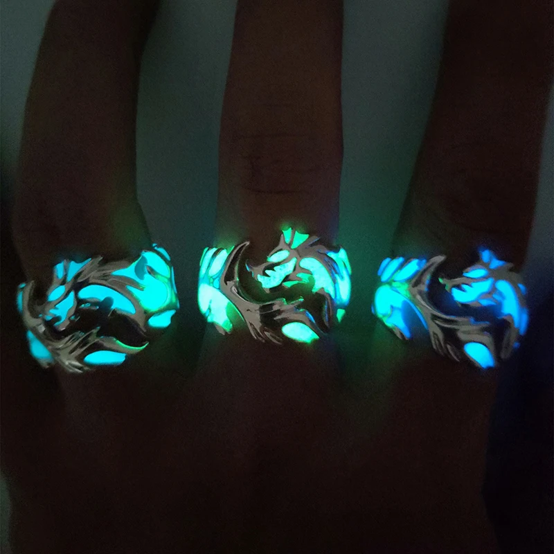 Luminous Glowing In The Dark Moon Dragon Ring for Men Adjustable size Noctilucent Night Light Jewelry - Image 4