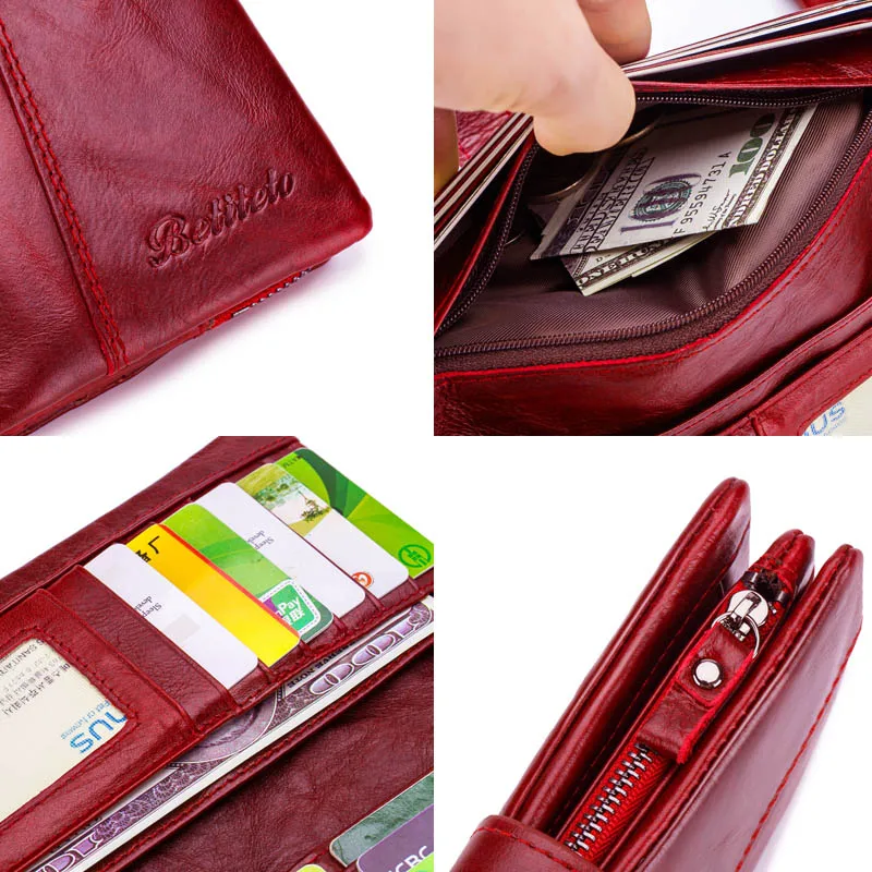 Betiteto Brand Rfid Genuine Leather Coin Purse Women Wallet Female Carteras Handy Clutch Portomonee Partmone Phone Bag Cuzdan