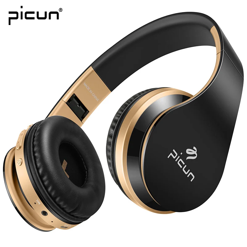 

Picun p16 Wireless Bluetooth Stereo Bass Headphone With Mic Sport Running Gaming Headsets Earbuds Support TF Card MP3 Player