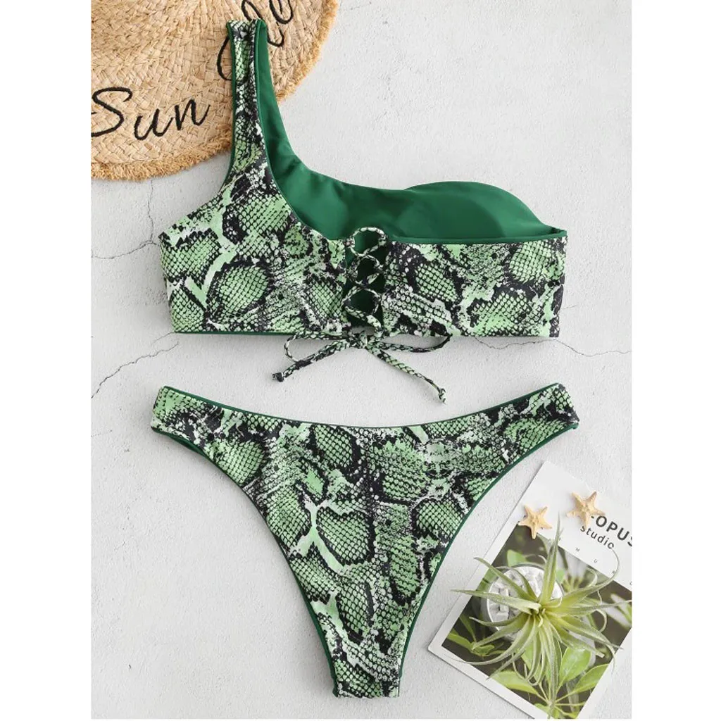 

KLV Bandeau swimwear women push up swimsuit Two Piece Print Sexy Split Swimsuit Bikini Swimsuit Beachwear Biquini new #4