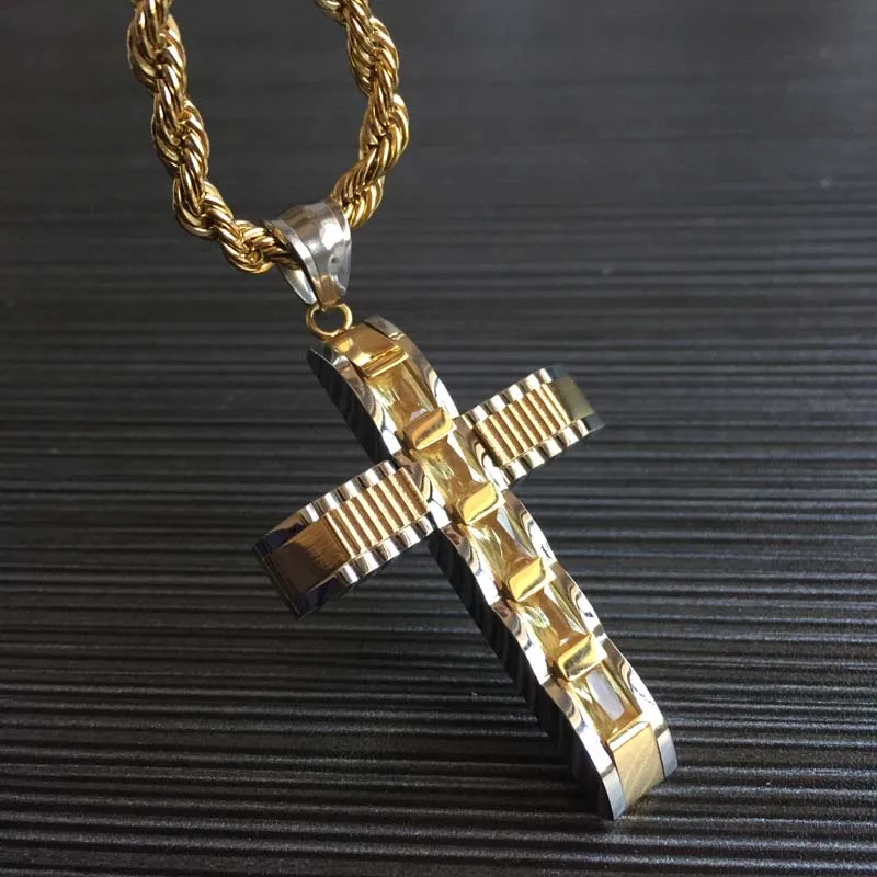 

Hot Christmas Cross Man Woman Jesus Fashion Pendant Necklace 316L Stainless Steel High Quality For Love valentine"s day gifts