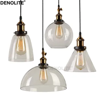 

DENOLITE Loft Style Clear/Amber Glass Pendant Lights Creative Vintage Pendant Lamp Restaurant Bar Store Lighting Fixtures