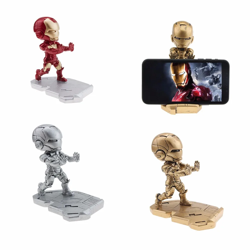 Luxury Super Hero Avenger Iron Man Mobile Phone Mini Desk Stand For iPhone Xiaomi Samsung Cute Cartoon Phone Stand Holder