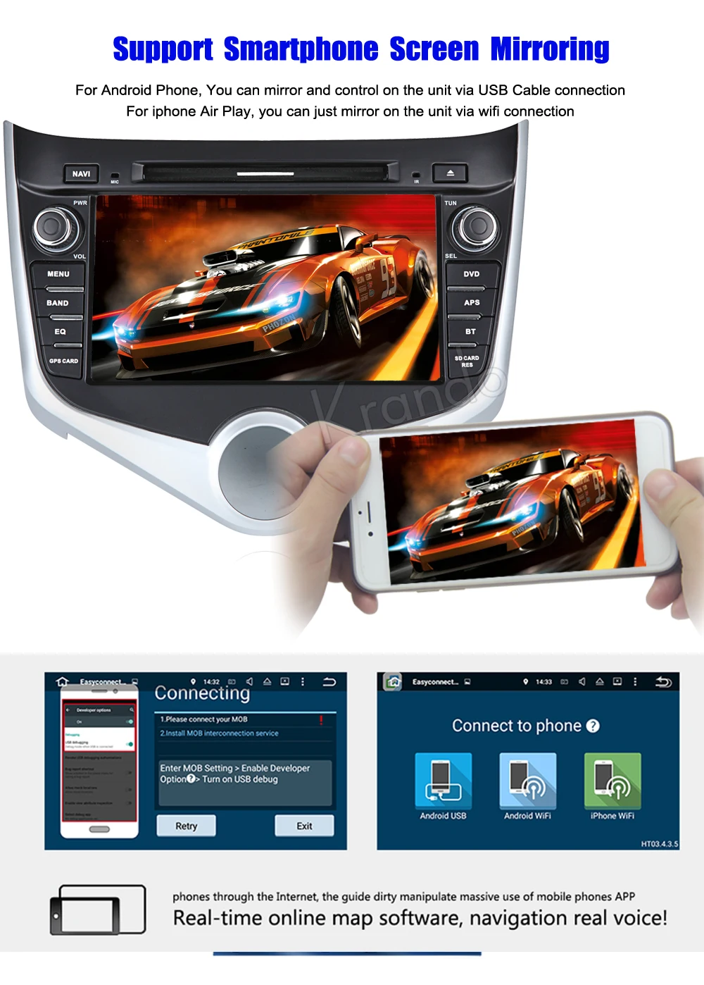 Best Krando 8" Android 7.1 car audio radio navigation multimedia system for MVM 315 FOR CHERY FULWIN2 gps dvd player WIFI 3G DAB+ 4