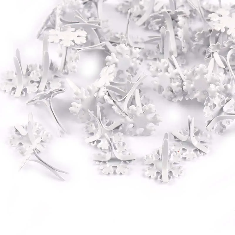 Белая Снежинка цветочный узор Brads украшение для скрапбукинга застежка Брэд металлические поделки DIY Декор обуви 50 шт. 14x12 мм c1568