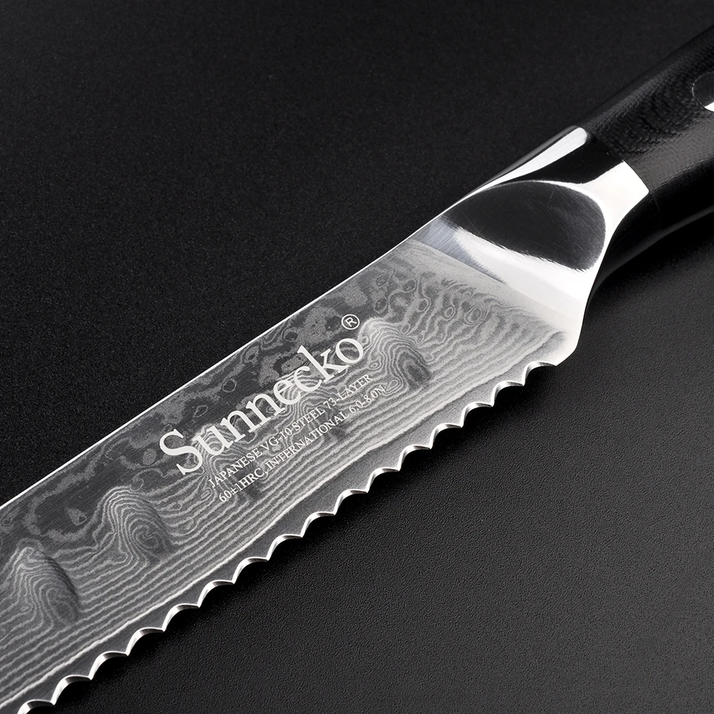 SUNNECKO 7 шт. набор кухонных ножей, нож шеф-повара, японский Дамаск VG10, стальной стержень, бритва, острый нож, резак, инструменты G10, ручка