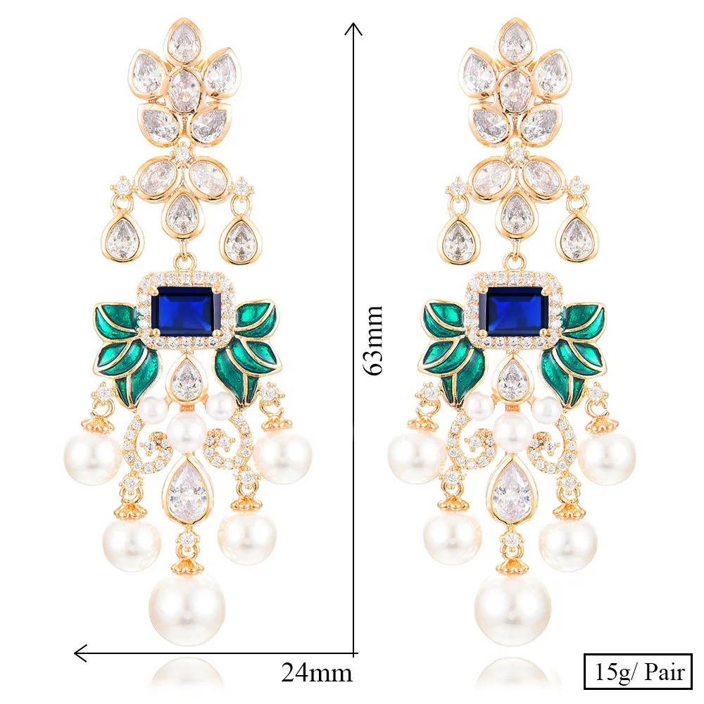 GODKI Роскошные Имитация Жемчуга кисточкой падение трендовые длинные серьги с цирконом Свадебные Обручение вечерние серьги dubai для женщин