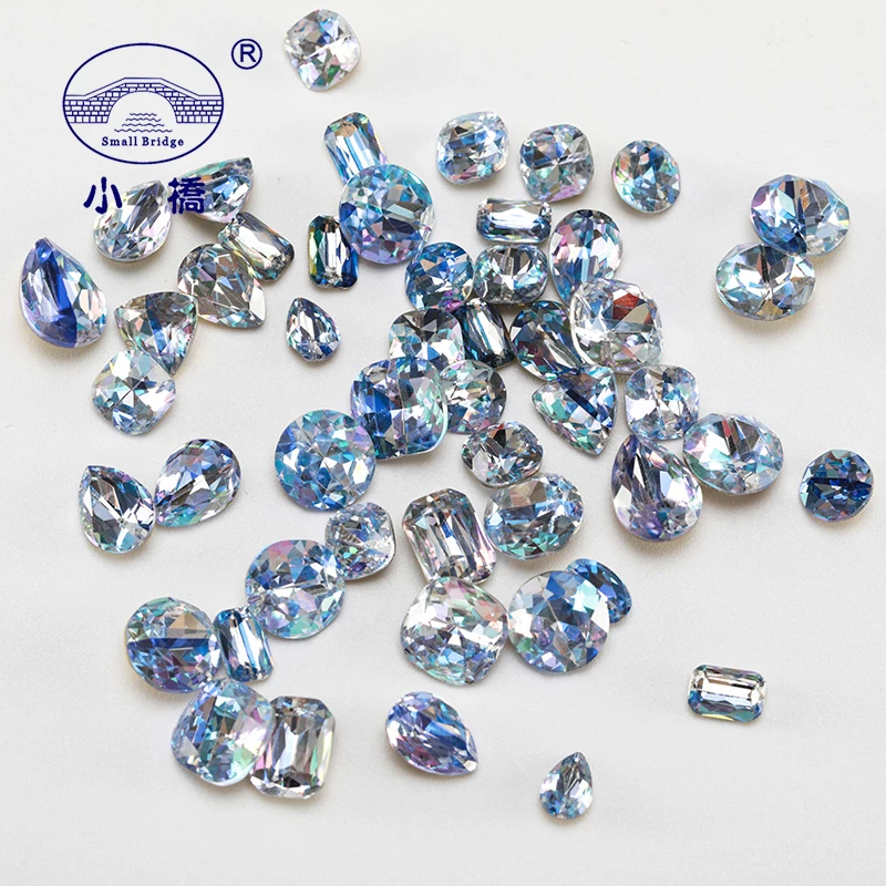 

20PCS Pointback Glass Rhinestones For Clothing Crystal Mixed Shape Rhinestones Diy Golden Bottom Rhinestones Decoration S116