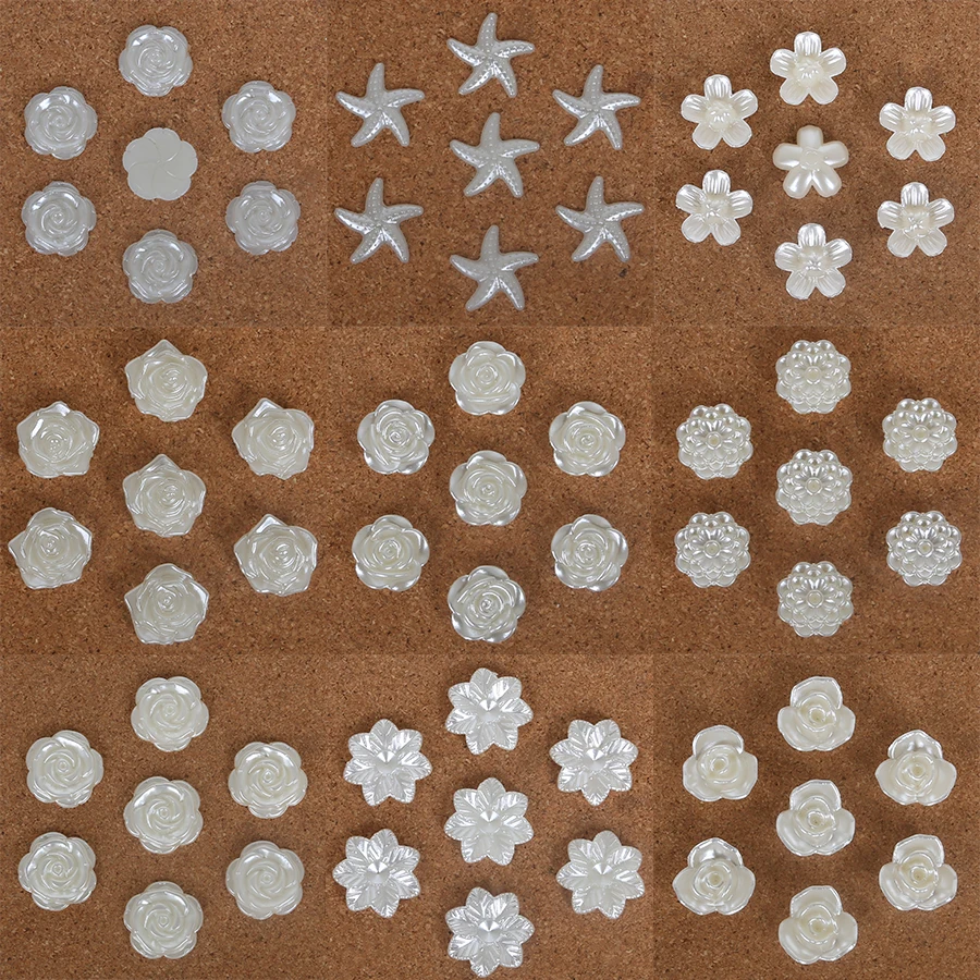 

9 styles Flatback Ivory Simulated Flower Pearl Beads Charms Jewelry Making Material DIY Crafts Pearl Beads for Decoration