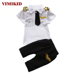 VIMIKID комплекты одежды одежда для малышей мальчиков Комплекты летней одежды хлопковая детская галстук Джентльмен наряды топы с короткими