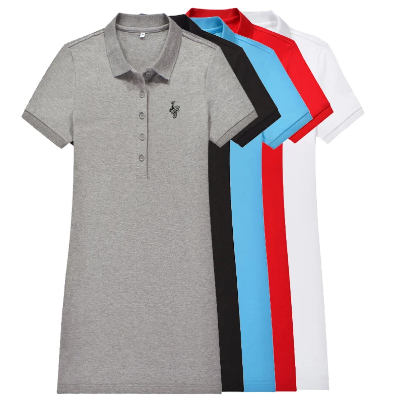 

High quality 2019 Summer new lady short sleeve polos shirts casual womens lapel polos shirts cotton womens fashion slim tops C01