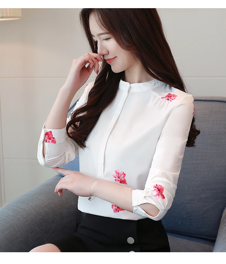 Блузки женщина Женские рубашки с длинными рукавами, большие размеры, белая блузка с принтом, женская блузка, рубашка, модные женские блузы и топы, офисная блузка женские топы 1042 40