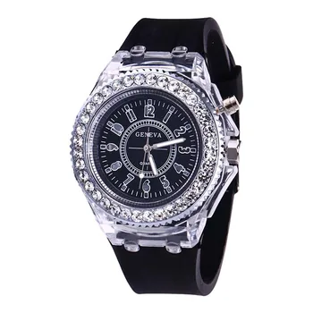 

Fashion Transparent Neutral Quartz Luminous Female Silicone Tape Sports Watch Stylish Unique Rhinestone Bracelet Dress Watches