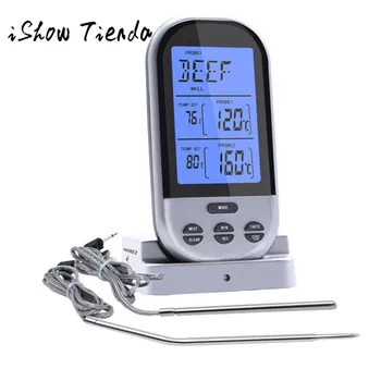 

Kitchen Wireless Digital Meat Thermometer Remote BBQ Cooking Double Probe Wireless LCD Remote Thermometer Meat With Timer