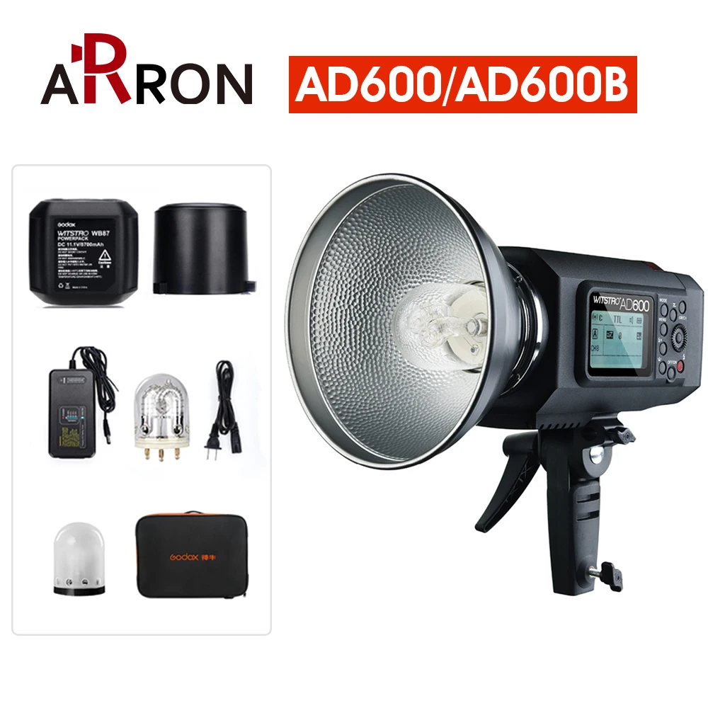 

Arron Godox Wistro AD600 AD600B Manual Version Bowens Mount GN87 HSS 1/8000S 2.4G X System All-In-One Outdoor Strobe Flash Light