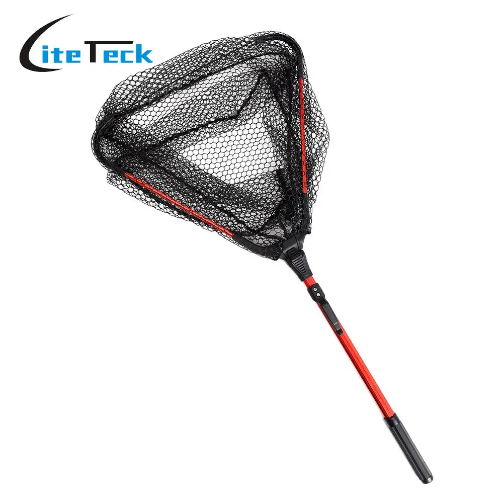 Fly Fishing Triangle Brail Landing Net Aluminum Alloy 80cm Retractable Fishing Net Telescoping