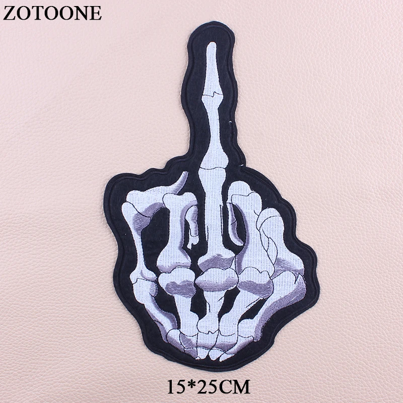 

ZOTOONE Large skull Patch Animal Motorcycle Iron On Punk Patches Embroidered Punk Stranger Things Patch For Clothes Fabric E
